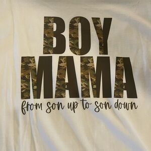White 'Boy Mama' Camo Tee